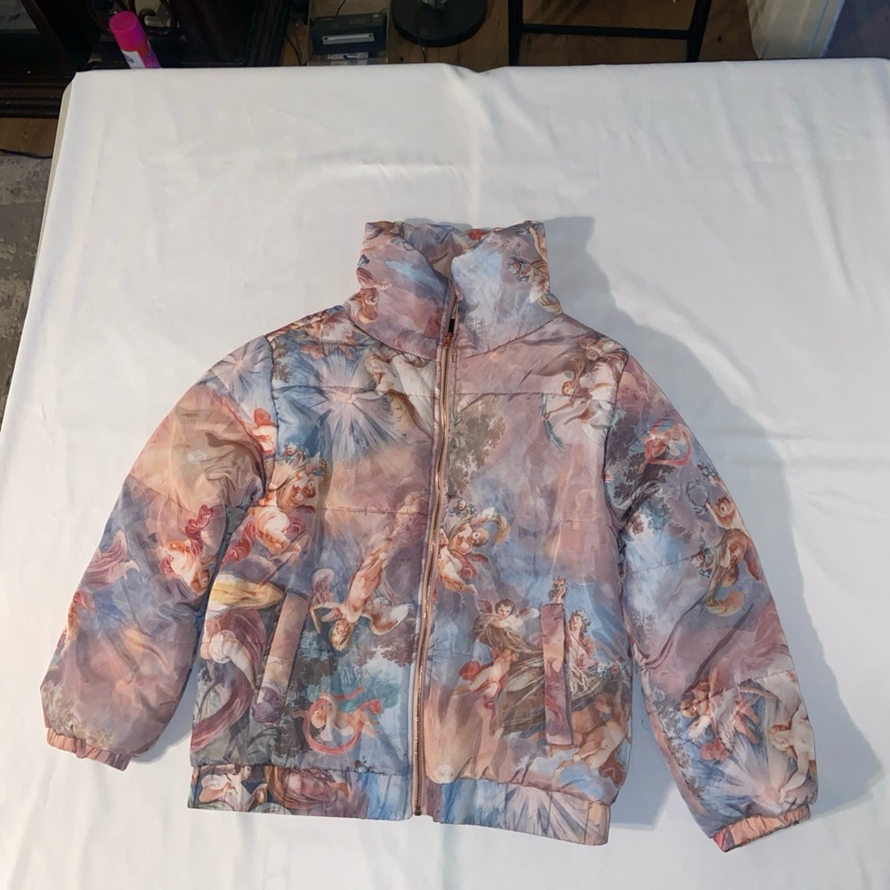 Forever 21 Pastel Angel Print Puffer Jacket